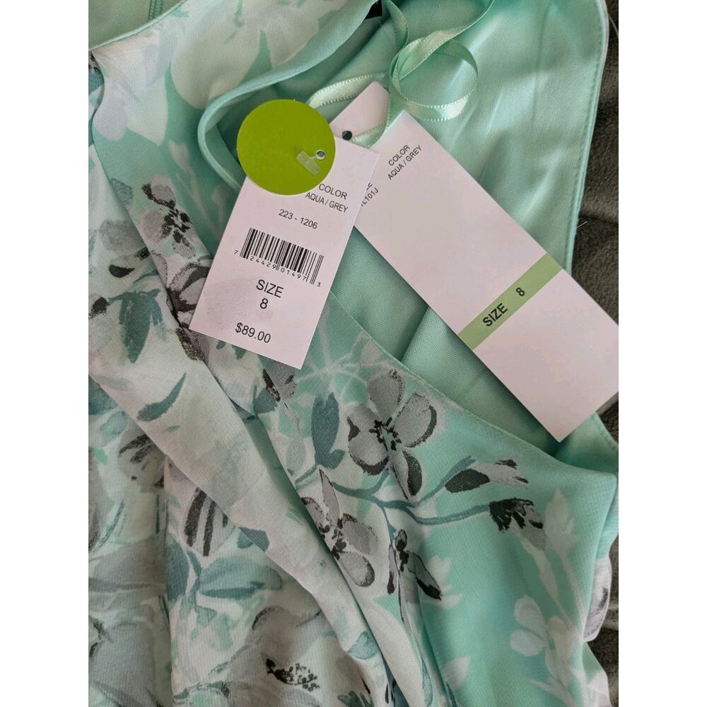 NWT $89 R&K Mint Floral Maxi Dress Scoop Neck Sleeveless Belted Formal Sz 8 - Picture 8 of 10